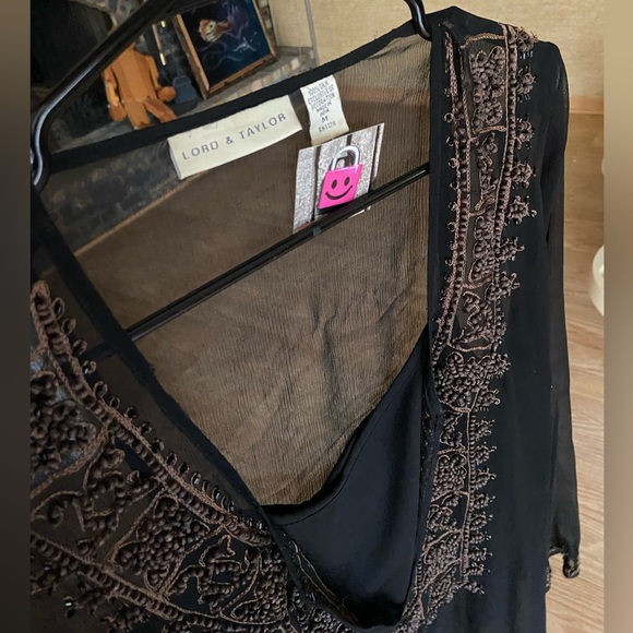 100% Silk Beaded Top - Picture 3 of 3